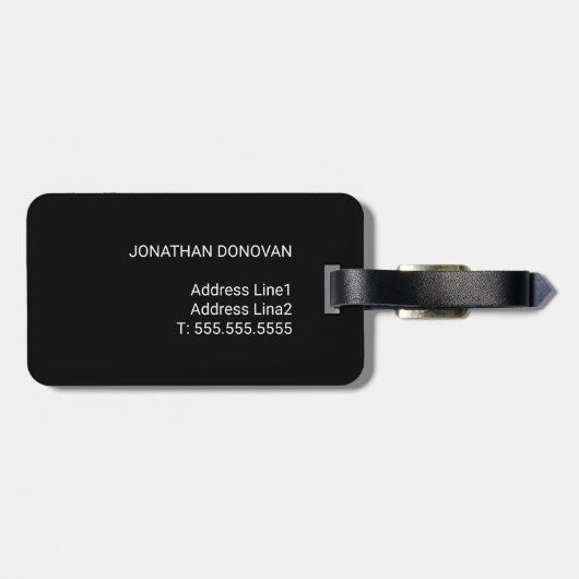 Coole schwarze Imitate Silberstreifen-Monogramm Gepäckanhänger (Rückseite horizontal)