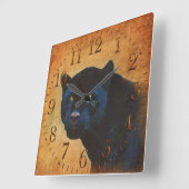 Coole schwarze Jaguar-Panther-Tier-große Katze Quadratische Wanduhr (Winkel)