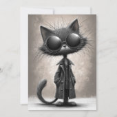 Coole schwarze Katze Geburtstagsfeier Einladung (Vorderseite)