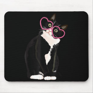 Coole schwarze Katze Kätzchen rotes Herz Gles Happ Mousepad