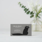 Coole schwarze Katze mit langem Schwanz | Fun Feli Visitenkarte (Stehend Vorderseite)