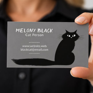 Coole schwarze Katze mit langem Schwanz | Lustige  Visitenkarte