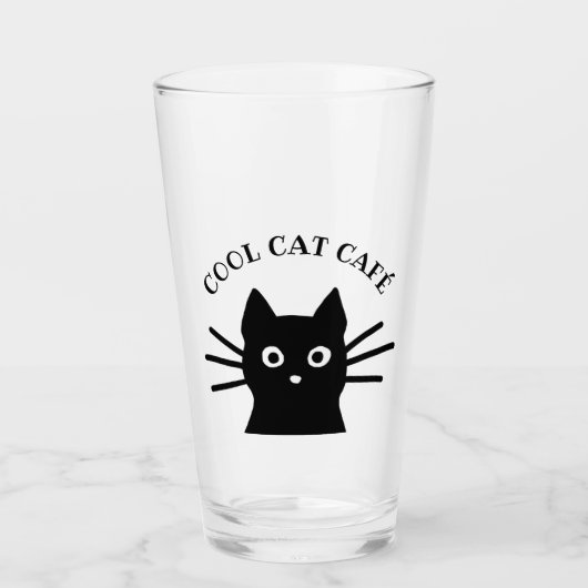 Coole schwarze Katze personalisiert Glas (Vorderseite)