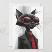 Coole schwarze Katzen-Geburtstagsfeier Einladung (Vorderseite)