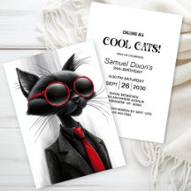 Coole schwarze Katzen-Geburtstagsfeier