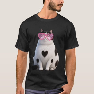 Coole schwarze Katzenbaby rote Herzbrille V-Day Va T-Shirt