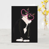 Coole schwarze Katzenkatze rotes Herz Gles Happy V Karte (Gelbe Blume)