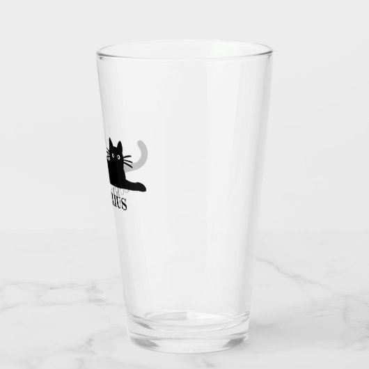 Coole schwarze Kitty-Katze personalisiert Glas (Links)
