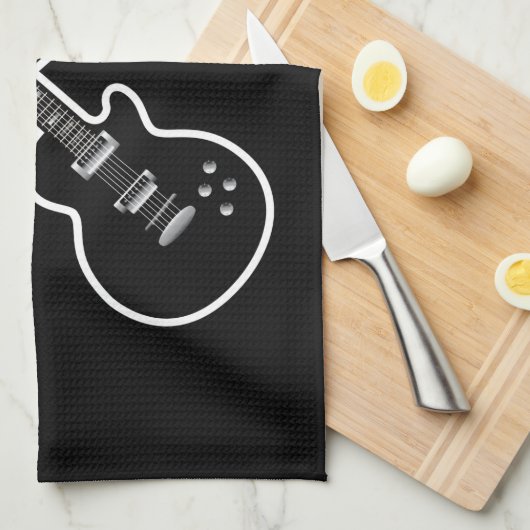 Coole schwarze u. weiße Gitarren Handtuch (Viertel Falte)