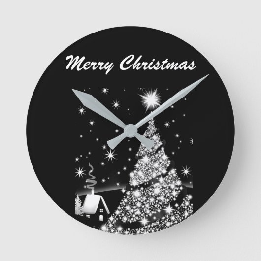 **COOLE SCHWARZE UND WEISSE CHRISTMAS** KLICKEN RUNDE WANDUHR (Vorderseite)