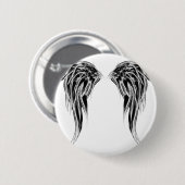 Coole Schwarzweiss-Engels-Flügel Button (Vorne & Hinten)