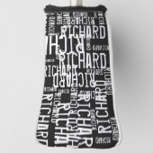 coole schwarzweiße Typografie (Namensmuster) Golf Headcover (Rotieren 90)
