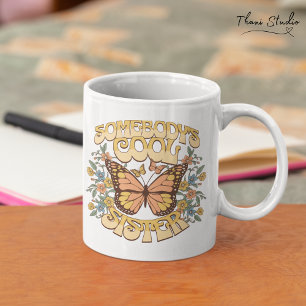 Coole Schwester Schmetterling Wilde Blume Vintage Jumbo-Tasse