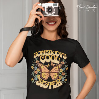 Coole Schwester Schmetterling Wilde Blume Vintage T-Shirt
