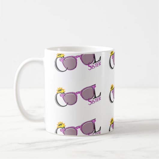 Coole Schwesternsonne und Sonnenbrille auf Weiß Kaffeetasse (Links)