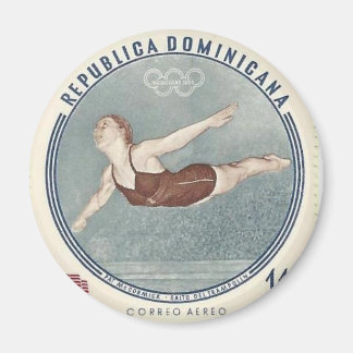 Coole Schwimmerin Taucht Briefmarke Retro Magnet