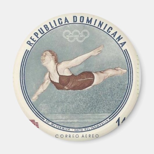Coole Schwimmerin Taucht Briefmarke Retro Magnet (Vorne)