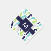 Coole Seepferde Mit Monogramm Serviette (Ecke)