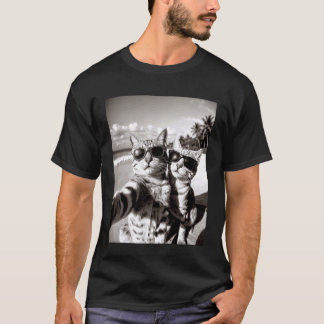 Coole Selfie-Strand-Sonnenbrille Katze Urlaub Somm T-Shirt