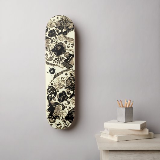 Coole Sepia Black Skateboard (Wandkunst)