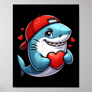 Coole Shark Valentines Jungen Herztag Paar Kinder Poster