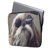 Coole Shih Tzu Vintage Retrobrille Foto Monogramm Laptopschutzhülle (Vorderseite Links)