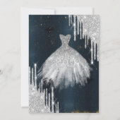 Coole Silber-Glitzer-Tropfen, Dress Dark Blue Swee Einladung (Rückseite)