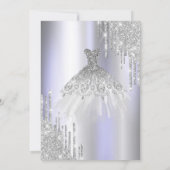 Coole Silber-Glitzer-Tropfen, Kleid Violett Sweet  Einladung (Rückseite)