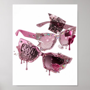 Coole Silberne ZERBROCHENE GLAS SONNENBRILLE Fette Poster