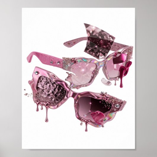 Coole Silberne ZERBROCHENE GLAS SONNENBRILLE Fette Poster (Vorne)