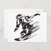 Coole Silhouette Snowboarden Berg Postkarte (Vorne/Hinten)