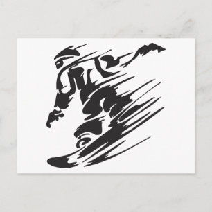 Coole Silhouette Snowboarden Berg Postkarte