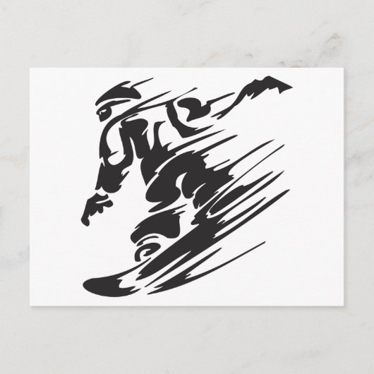 Coole Silhouette Snowboarden Berg Postkarte (Vorderseite)