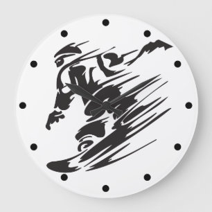 Coole Silhouettesnowboarding-Gebirgswand-Uhr Große Wanduhr