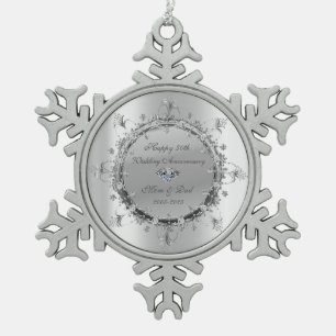 Coole Silver Floral Wirbel Hochzeitstag Schneeflocken Zinn-Ornament