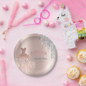Coole Silver Glitzer Tropfen, Rose Gold Pappteller (Party)