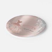 Coole Silver Glitzer Tropfen, Rose Gold Pappteller (Schrägansicht)