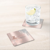 Coole Silver Glitzer Tropfen, Rose Gold Rechteckiger Pappuntersetzer (Vor Ort)