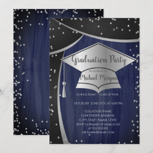 Coole Silver Graduation Cap,Diamonds Abschluss Einladung