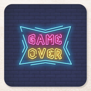 Coole simulierte Neon-GAME-OVER-Leuchte Rechteckiger Pappuntersetzer