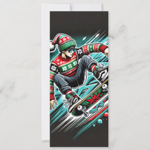 Coole Skateboard Weihnachtskarte für Jungen Feiertagskarte