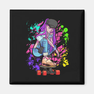 Coole Skateboarding-Chick-Straßenmal-Rampe-Queen S Magnet