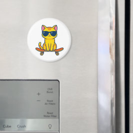 Coole Skateboarding-Katze mit Sonnenbrille Cartoon Magnet