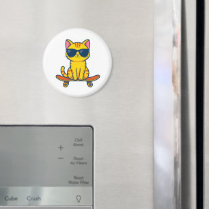 Coole Skateboarding-Katze mit Sonnenbrille Cartoon Magnet