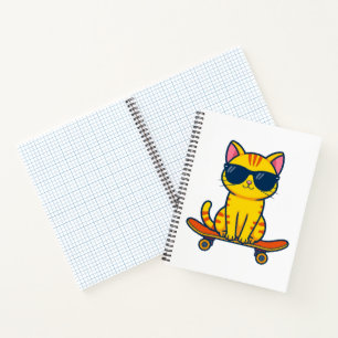 Coole Skateboarding-Katze mit Sonnenbrille Cartoon Notizblock