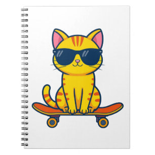 Coole Skateboarding-Katze mit Sonnenbrille Cartoon Notizblock