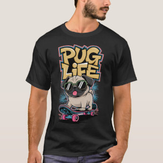 Coole Skateboarding-Mops-Illustration für Hunde-Li T-Shirt