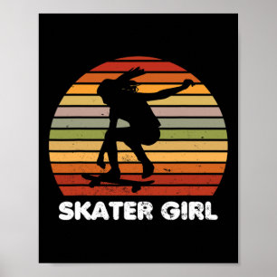 Coole Skater Art Mädchen Skateboarding Skateboard Poster