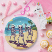 Coole Skelette am Strand Design Pappteller (Party)