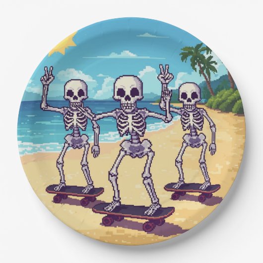 Coole Skelette am Strand Design Pappteller (Vorderseite)